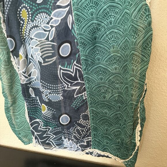 Prana Flora Scarf Wrap Blue Lace Edge 18 X 77 Geometric Boho - Picture 4 of 5